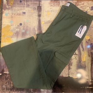 Time and Tru High Rise Flare Cargo Pants Trousers Sz 18 Sea Turtle Green